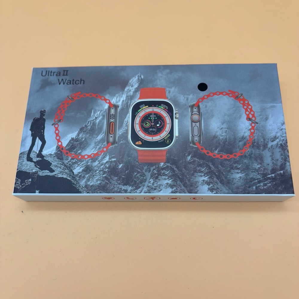 Ultra 2 Smart Watch Black Silicone Band Wireless Charging not Apple